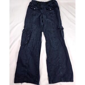 Brandy Melville Cargo Pants Drawstring Waist 100% Cotton Blue Size S 90s Gorp